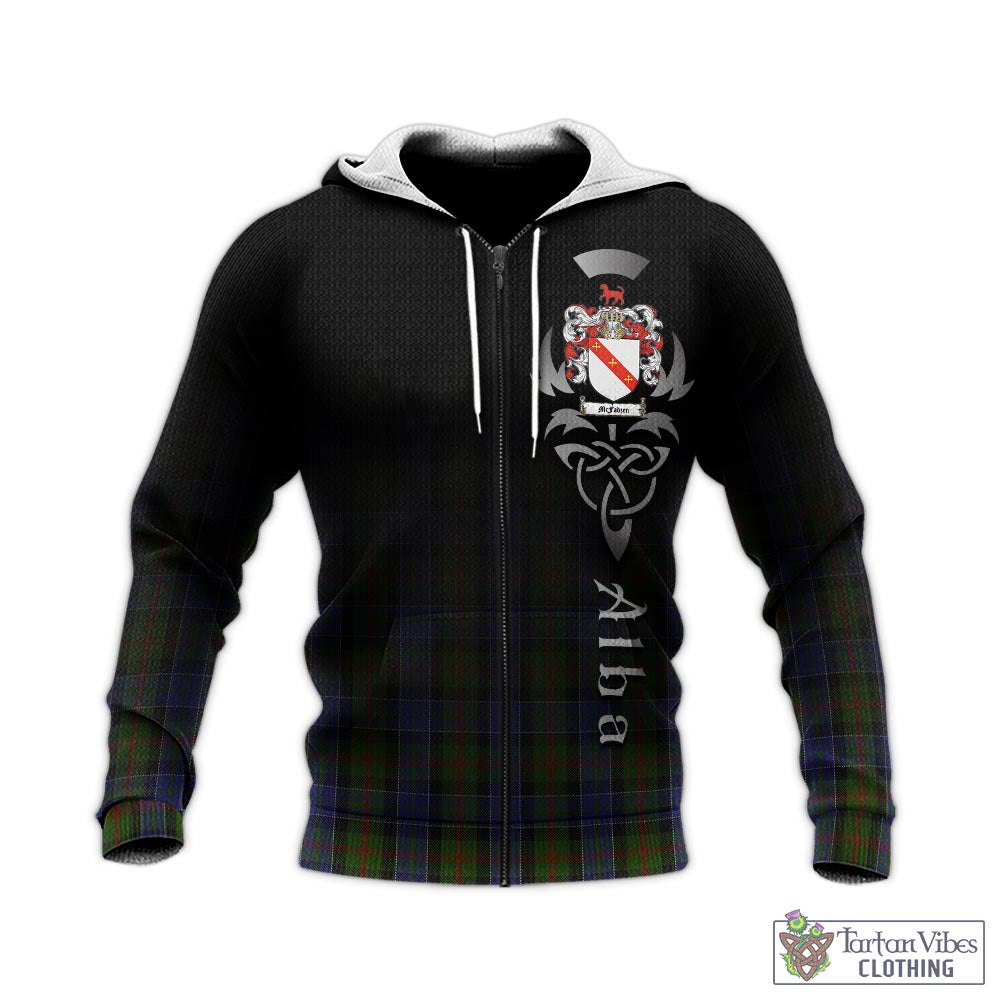 Tartan Vibes Clothing McFadzen 03 Tartan Knitted Hoodie Featuring Alba Gu Brath Family Crest Celtic Inspired
