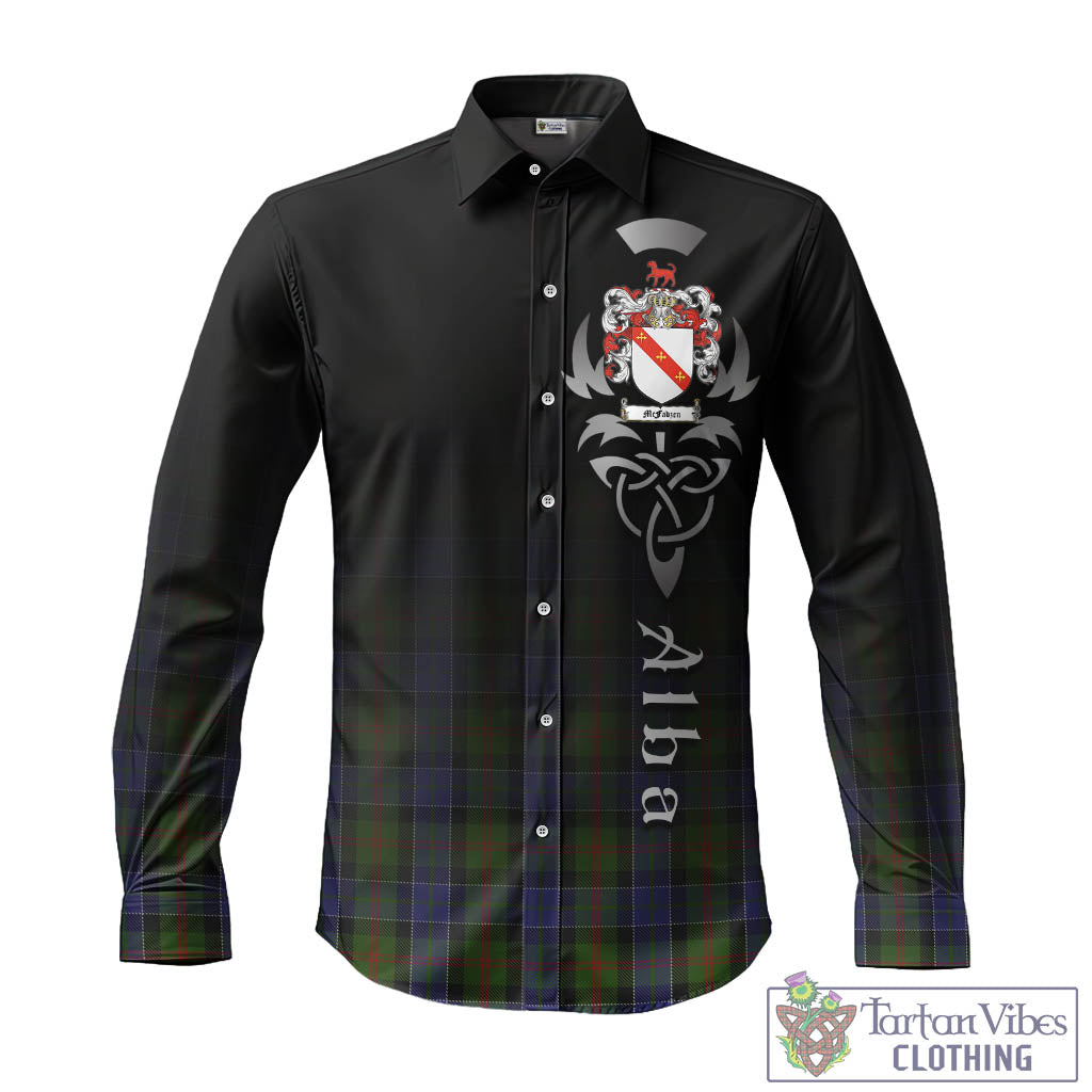 Tartan Vibes Clothing McFadzen 03 Tartan Long Sleeve Button Up Featuring Alba Gu Brath Family Crest Celtic Inspired