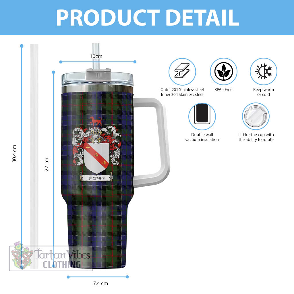 Tartan Vibes Clothing McFadzen 03 Tartan and Family Crest Tumbler with Handle