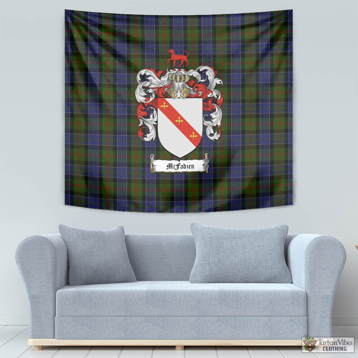 Tartan Vibes Clothing McFadzen 03 Tartan Tapestry Wall Hanging and Home Decor for Room with Family Crest