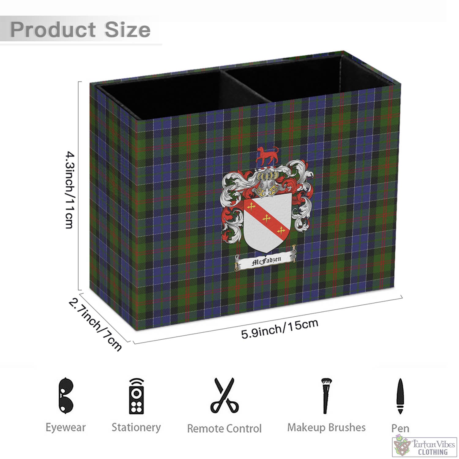 Tartan Vibes Clothing McFadzen 03 Tartan Pen Holder with Family Crest