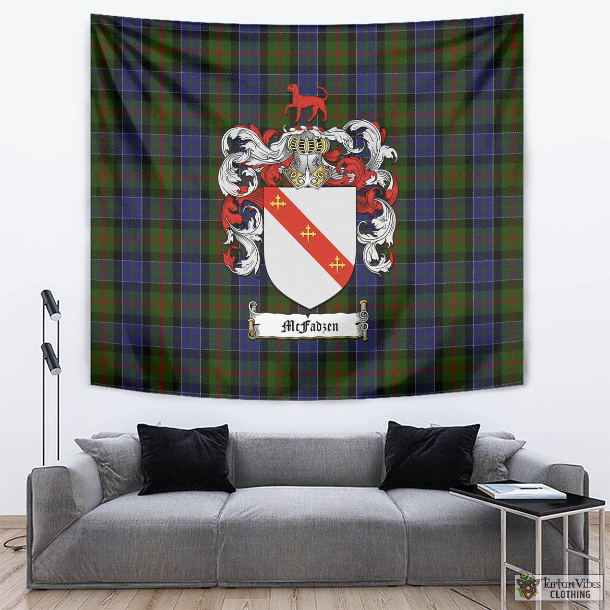 Tartan Vibes Clothing McFadzen 03 Tartan Tapestry Wall Hanging and Home Decor for Room with Family Crest