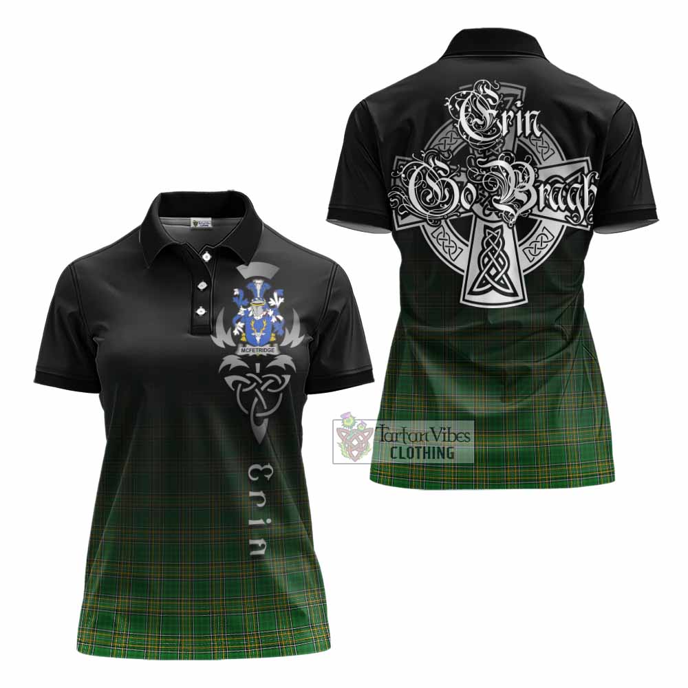 Tartan Vibes Clothing McFetridge Irish Clan Women's Polo Shirt with Coat of Arms Erin Go Bragh Celtic Inspired