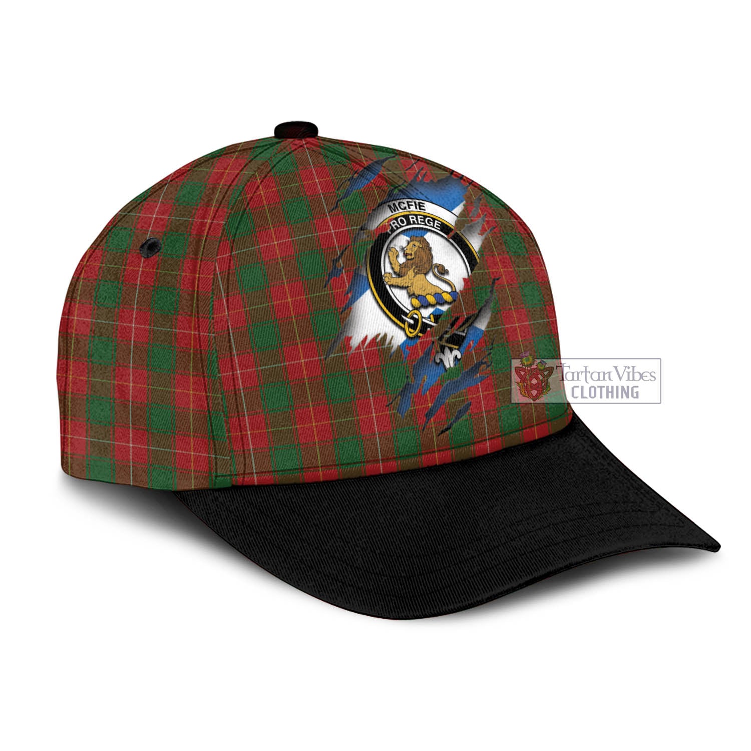 Tartan Vibes Clothing McFie Tartan Classic Cap with Family Crest In Me Style