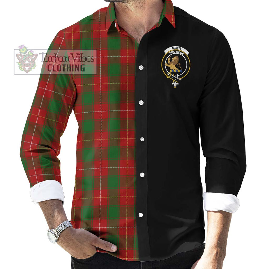 McFie Tartan Long Sleeve Button Shirt with Family Crest and Half Of Me Style - Tartanvibesclothing Shop