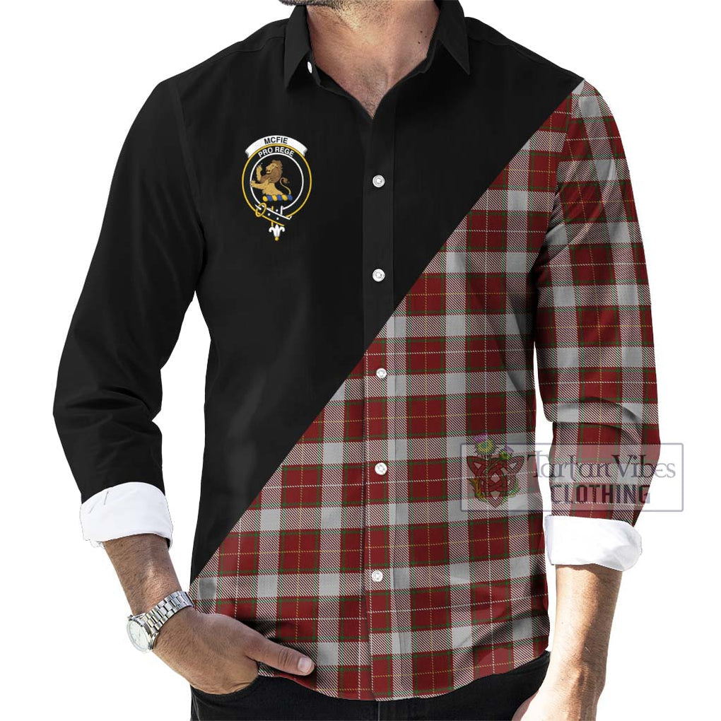 McFie Dress Tartan Long Sleeve Button Shirt with Family Crest and Military Logo Style - Tartanvibesclothing Shop
