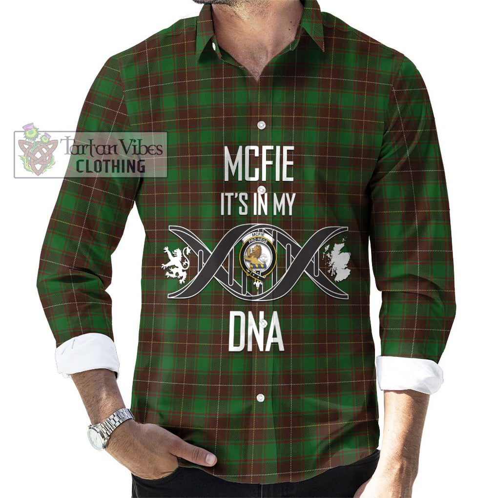 McFie Hunting Tartan Long Sleeve Button Shirt with Family Crest DNA In Me Style Men's Shirt S - Tartanvibesclothing Shop