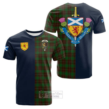 McFie Hunting Tartan Cotton T-shirt Alba with Scottish Lion Royal Arm Half Style