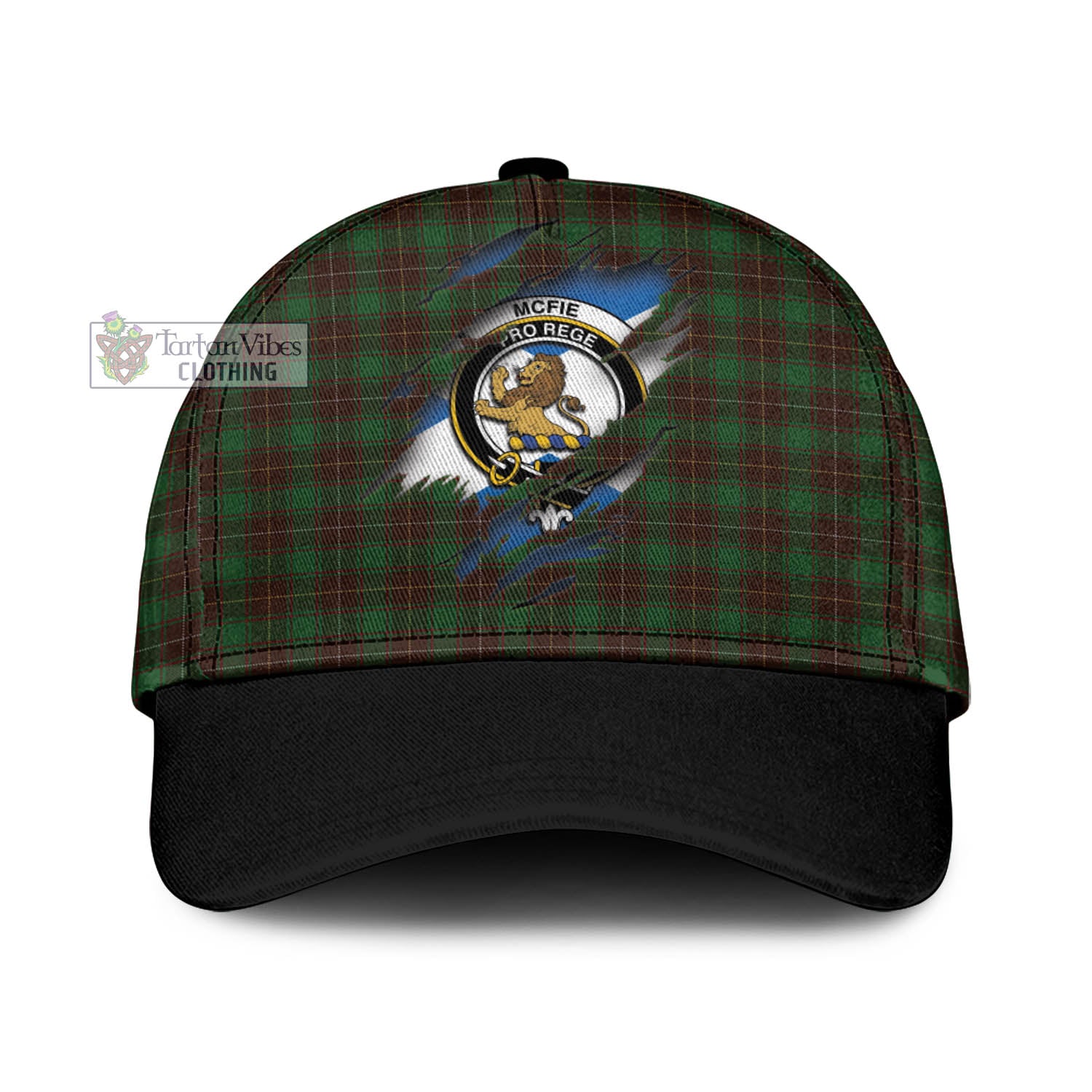 Tartan Vibes Clothing McFie Hunting Tartan Classic Cap with Family Crest In Me Style