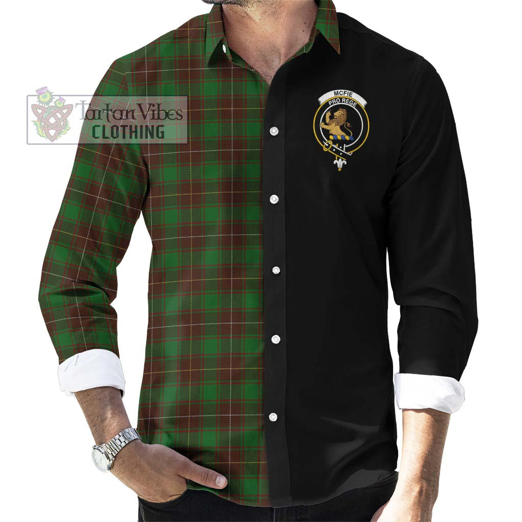 McFie Hunting Tartan Long Sleeve Button Shirt with Family Crest and Half Of Me Style - Tartanvibesclothing Shop