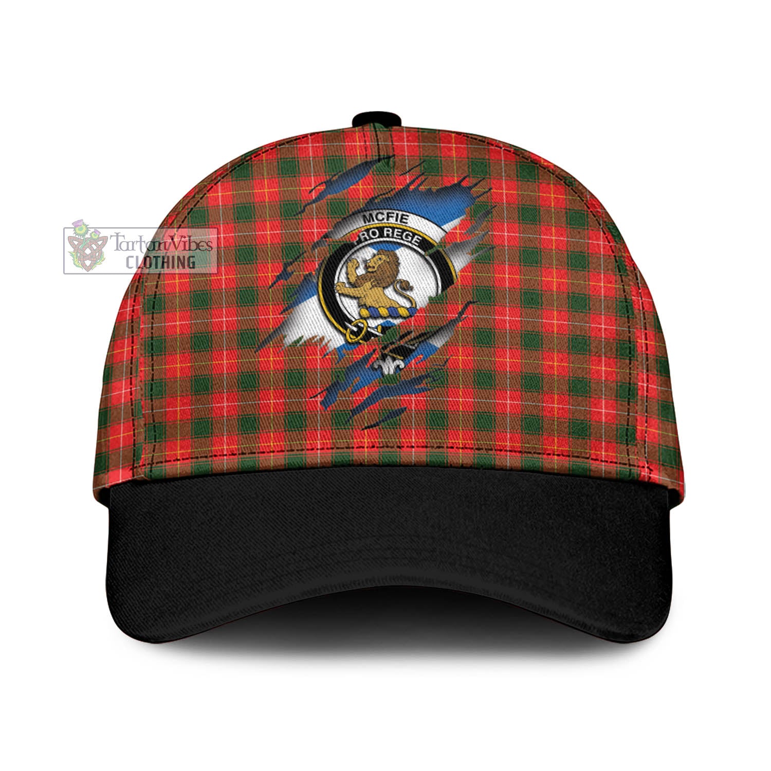 Tartan Vibes Clothing McFie Modern Tartan Classic Cap with Family Crest In Me Style