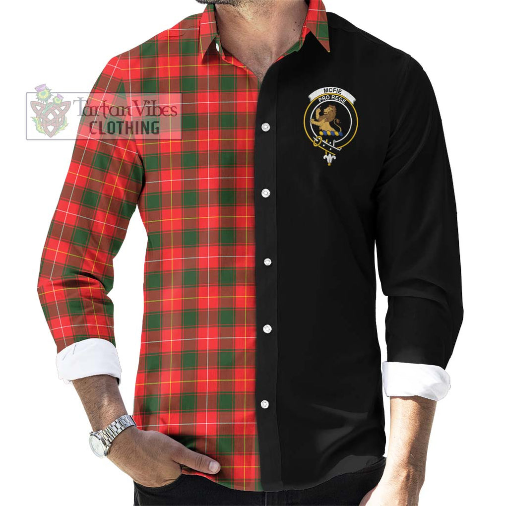 McFie Modern Tartan Long Sleeve Button Shirt with Family Crest and Half Of Me Style - Tartanvibesclothing Shop