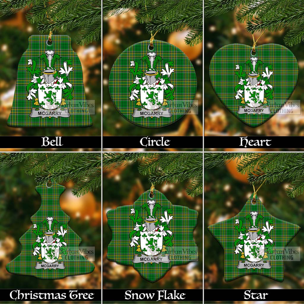 Tartan Vibes Clothing McGarry Irish Clan Tartan Christmas Ceramic Ornament with Coat of Arms
