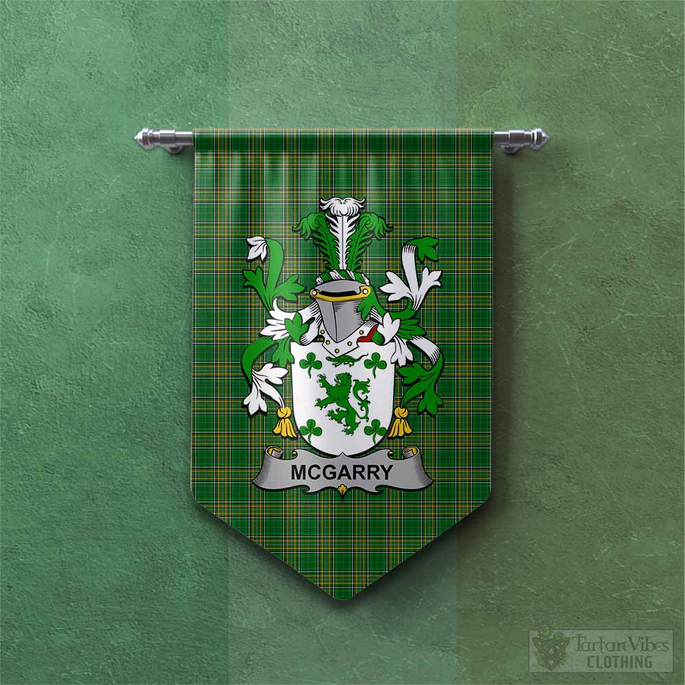 Tartan Vibes Clothing McGarry Irish Clan Tartan Gonfalon, Tartan Banner with Coat of Arms