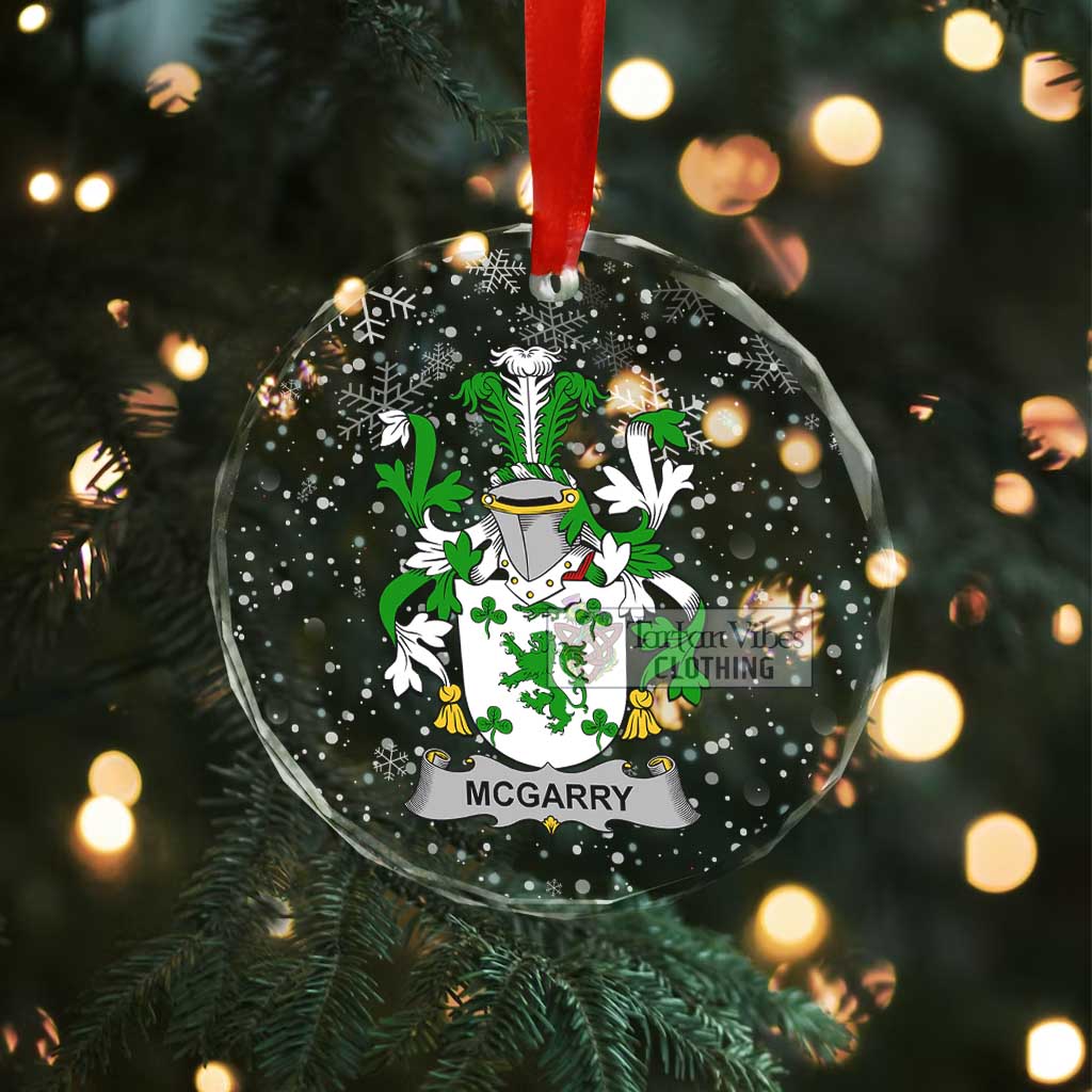 Tartan Vibes Clothing McGarry Irish Clan Christmas Glass Ornament with Coat of Arms
