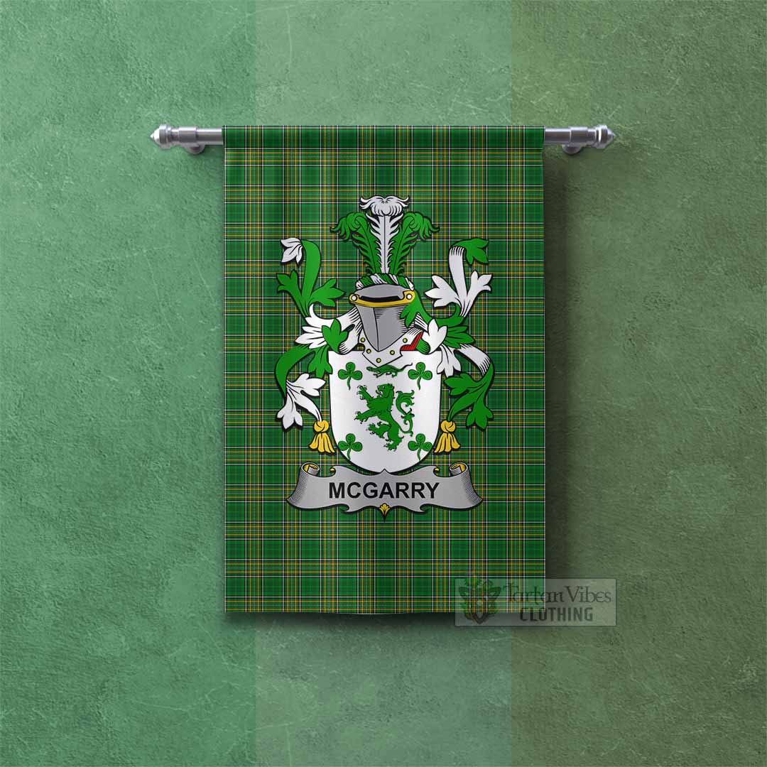 Tartan Vibes Clothing McGarry Irish Clan Tartan Gonfalon, Tartan Banner with Coat of Arms