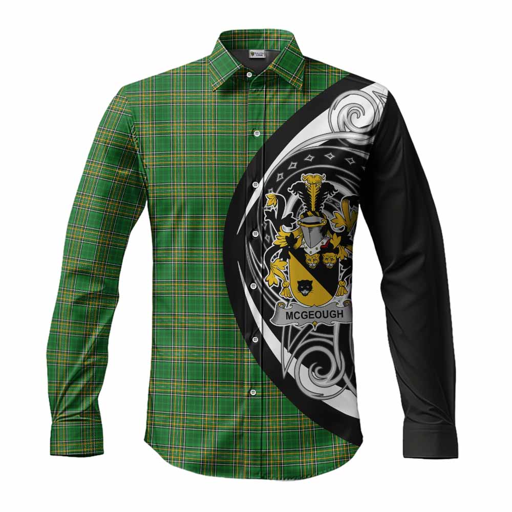 Tartan Vibes Clothing McGeough Irish Clan Long Sleeve Button Shirt Celtic Circle Style