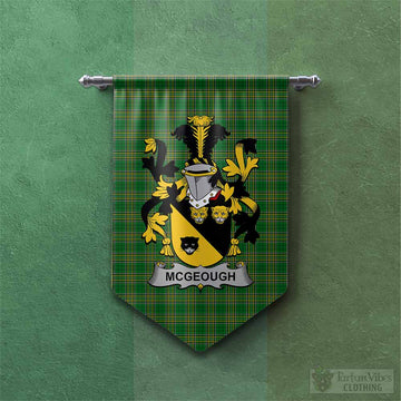 McGeough Irish Clan Tartan Gonfalon, Tartan Banner with Coat of Arms