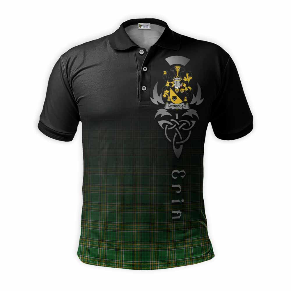 Tartan Vibes Clothing McGeough Irish Clan Polo Shirt with Coat of Arms Erin Go Bragh Celtic Inspired