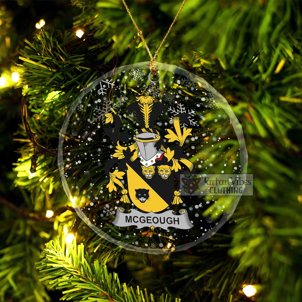 McGeough Irish Clan Christmas Glass Ornament with Coat of Arms Transparent Glass Circle - 2D-tartanvibesclothing