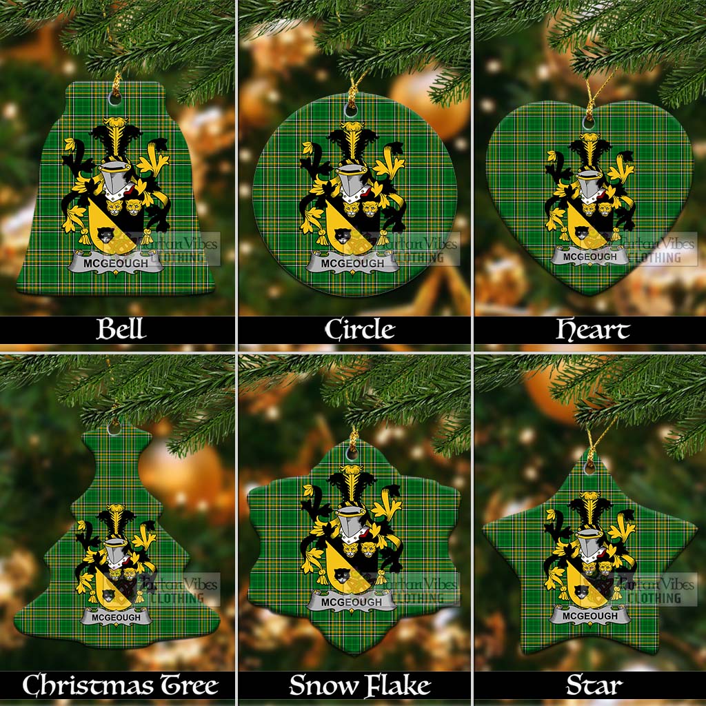 Tartan Vibes Clothing McGeough Irish Clan Tartan Christmas Ceramic Ornament with Coat of Arms