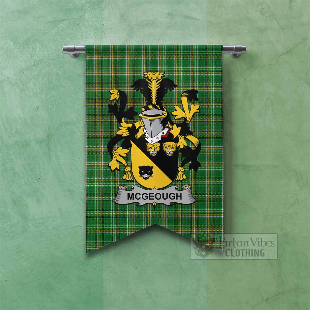 Tartan Vibes Clothing McGeough Irish Clan Tartan Gonfalon, Tartan Banner with Coat of Arms