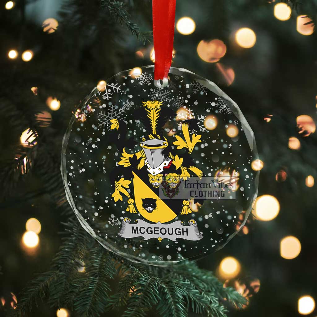 McGeough Irish Clan Christmas Glass Ornament with Coat of Arms - 2D-tartanvibesclothing