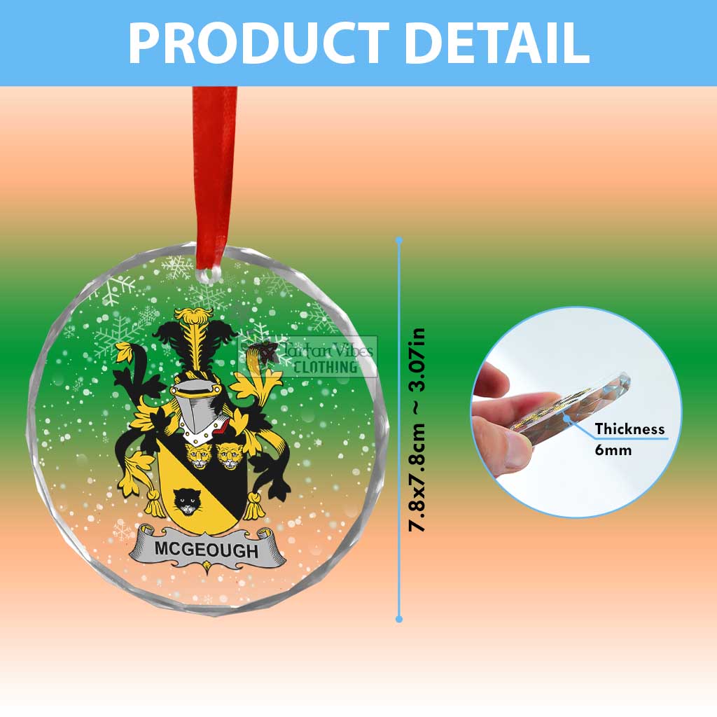 McGeough Irish Clan Christmas Glass Ornament with Coat of Arms - 2D-tartanvibesclothing