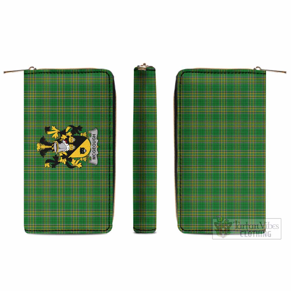 Tartan Vibes Clothing McGeough Irish Clan Tartan Women's Leather Wallet with Coat of Arms