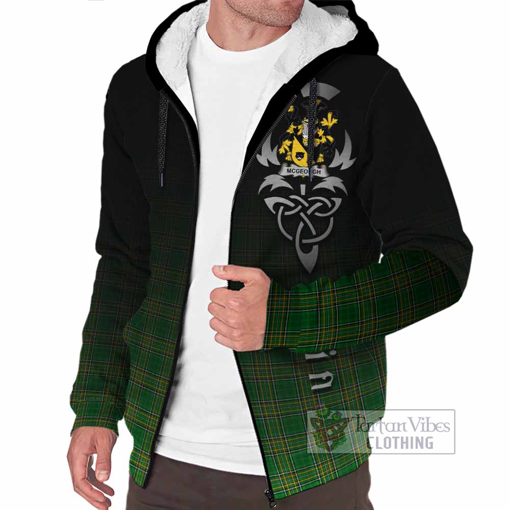 Tartan Vibes Clothing McGeough Irish Clan Sherpa Hoodie with Coat of Arms Erin Go Bragh Celtic Inspired