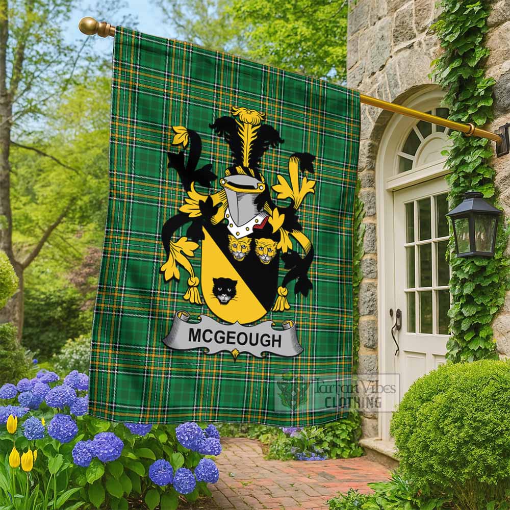 McGeough Irish Clan Tartan Flag with Coat of Arms