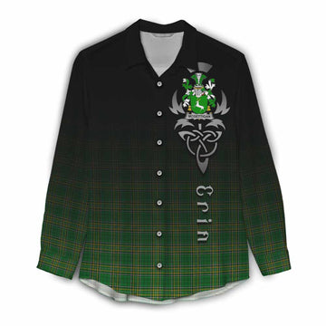 McGettigan Irish Clan Women's Casual Shirt with Coat of Arms Erin Go Bragh Celtic Inspired Female - Tartan Vibes Clothing