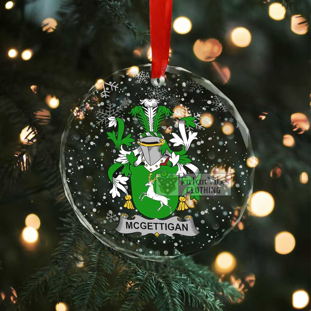 McGettigan Irish Clan Christmas Glass Ornament with Coat of Arms - 2D-tartanvibesclothing