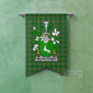 McGettigan Irish Clan Tartan Gonfalon, Tartan Banner with Coat of Arms