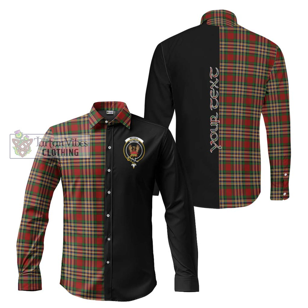 McGill Tartan Long Sleeve Button Shirt with Family Crest and Half Of Me Style Men's Shirt S - Tartanvibesclothing Shop