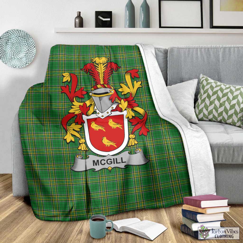 McGill Irish Clan Tartan Blanket with Coat of Arms - Tartan Vibes Clothing