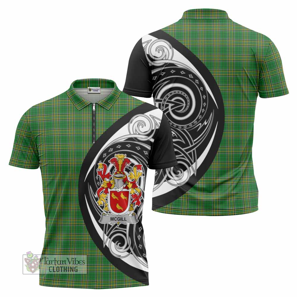 Tartan Vibes Clothing McGill Irish Clan Zipper Polo Shirt Celtic Circle Style