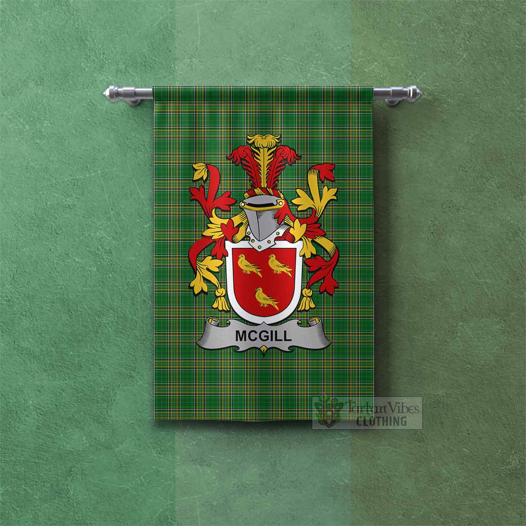 Tartan Vibes Clothing McGill Irish Clan Tartan Gonfalon, Tartan Banner with Coat of Arms