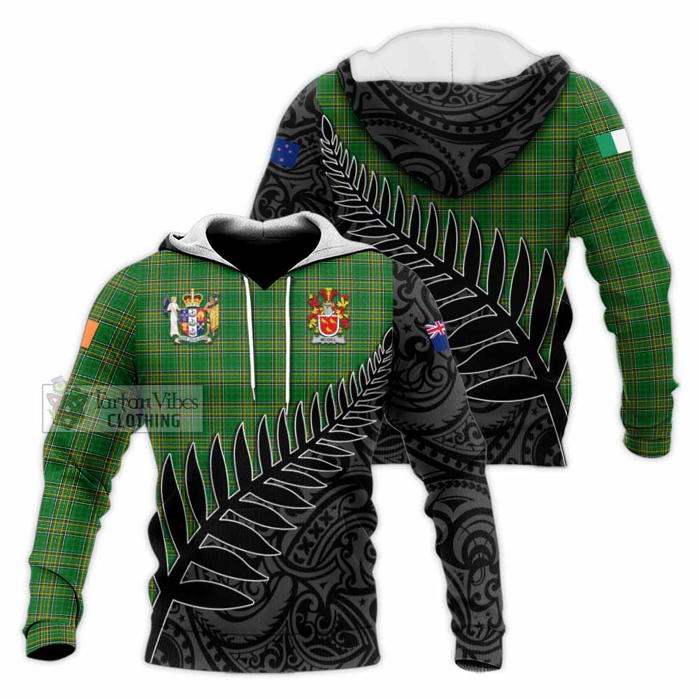 Tartan Vibes Clothing McGill Irish Clan Tartan Knitted Hoodie with Coat of Arms New Zealand Silver Fern Half Style