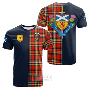 McGill Modern Tartan Cotton T-shirt Alba with Scottish Lion Royal Arm Half Style