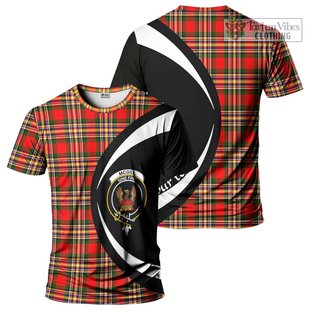 Tartan Vibes Clothing McGill Modern Tartan T-Shirt with Family Crest Circle Style