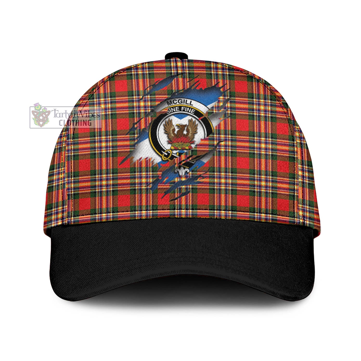 Tartan Vibes Clothing McGill Modern Tartan Classic Cap with Family Crest In Me Style