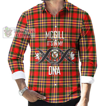 McGill Modern Tartan Long Sleeve Button Shirt with Family Crest DNA In Me Style Men's Shirt S - Tartanvibesclothing Shop