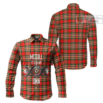 McGill Modern Tartan Long Sleeve Button Shirt with Family Crest DNA In Me Style Men's Shirt - Tartanvibesclothing Shop