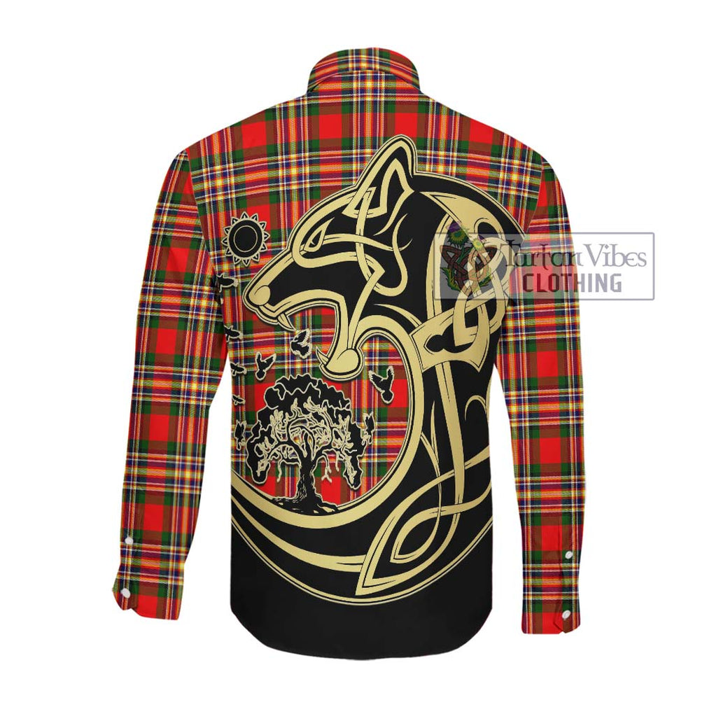 McGill Modern Tartan Long Sleeve Button Shirt with Family Crest Celtic Wolf Style Men's Shirt - Tartan Vibes Clothing