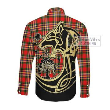 McGill Modern Tartan Long Sleeve Button Shirt with Family Crest Celtic Wolf Style Men's Shirt - Tartan Vibes Clothing