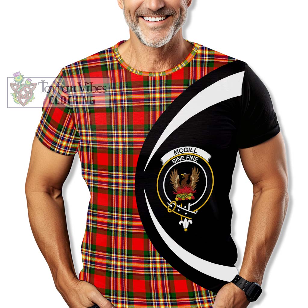 Tartan Vibes Clothing McGill Modern Tartan T-Shirt with Family Crest Circle Style
