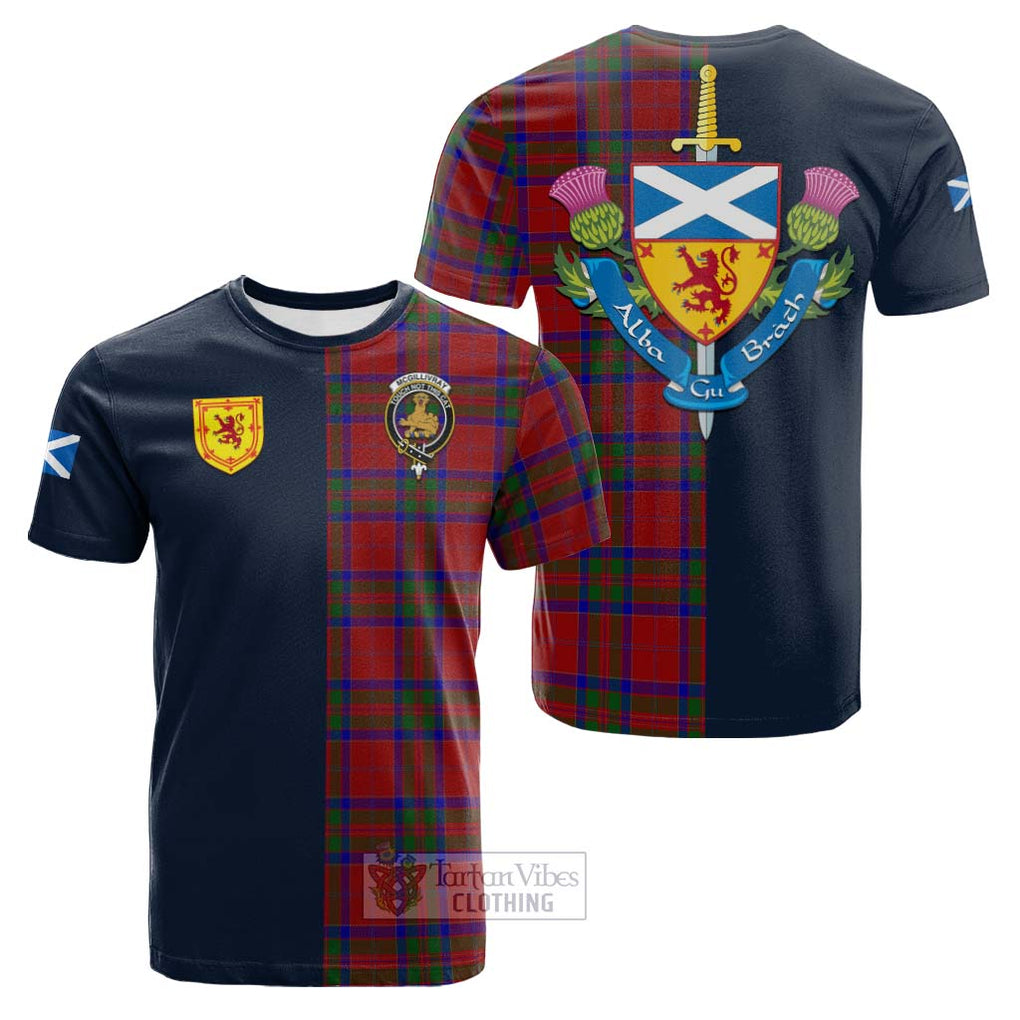 Tartan Vibes Clothing McGillivray Tartan Cotton T-shirt with Scottish Lion Royal Arm Half Style