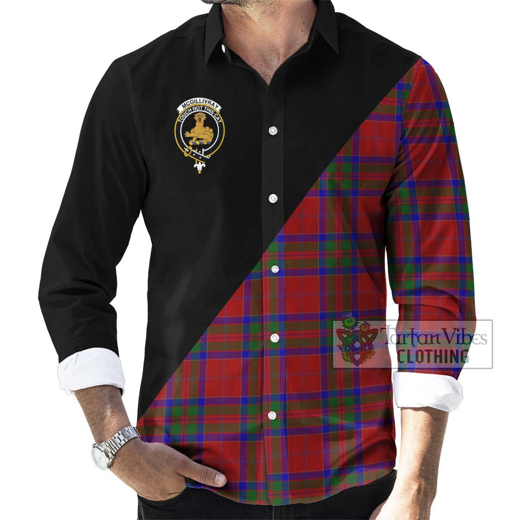 McGillivray Tartan Long Sleeve Button Shirt with Family Crest and Military Logo Style - Tartanvibesclothing Shop
