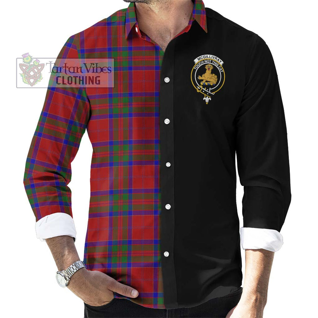 McGillivray Tartan Long Sleeve Button Shirt with Family Crest and Half Of Me Style - Tartanvibesclothing Shop